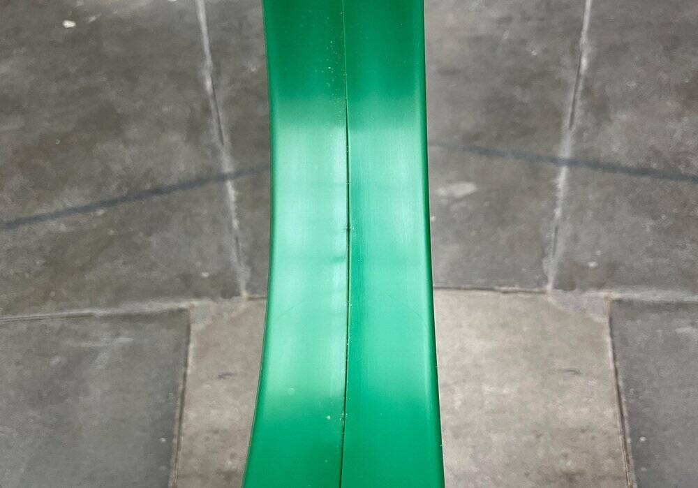 Round green mirror in space age style mid-century by C.L. Augustson, Norway, 1960s.