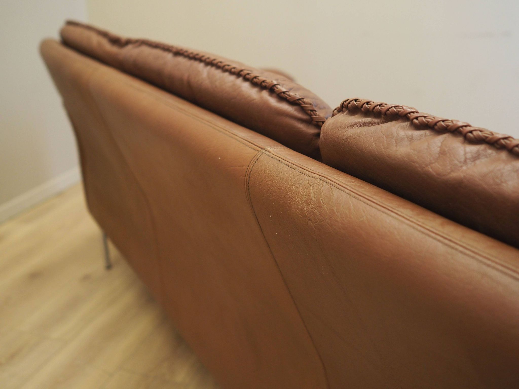 Brown leather sofa, Danish design, 1960s, manufactured by AS Vejen Polstermøbe