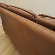 Brown leather sofa, Danish design, 1960s, manufactured by AS Vejen Polstermøbe