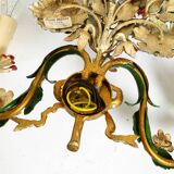 A pair of beautiful 1960s hand-painted and gilded metal wall lamps by Hans