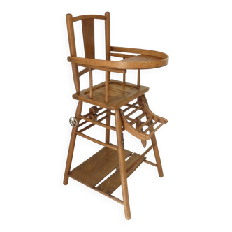 Very old wooden high chair for children / Years 1930-35 / Collection