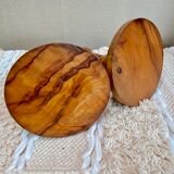 Ensemble de 2 bougeoirs en bois d'olivier