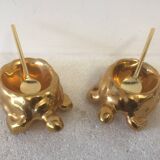Salt and pepper - limoges porcelain "turtles" gilded - art deco