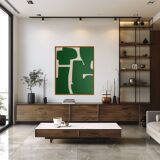 Abstract green art on a beige background.