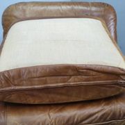 Paire de fauteuils lounge en cuir buffle cognac Arcon Italia