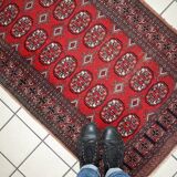 Tapis Vintage Bukhara Uzbek en Laine, Années 1960, Élégance Authentique