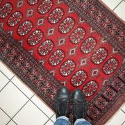 Tapis Vintage Bukhara Uzbek en Laine, Années 1960, Élégance Authentique
