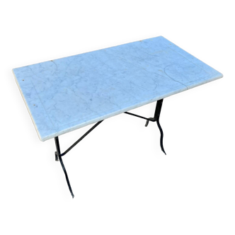 Bistro style marble table with iron base