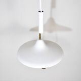 White lacquered iron ceiling lamp attributed to Stilnovo, 1960s.