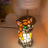 Vintage cat lamp in glass and metal