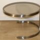 Table basse d'appoint vintage en acier brossé et verre, 1970
