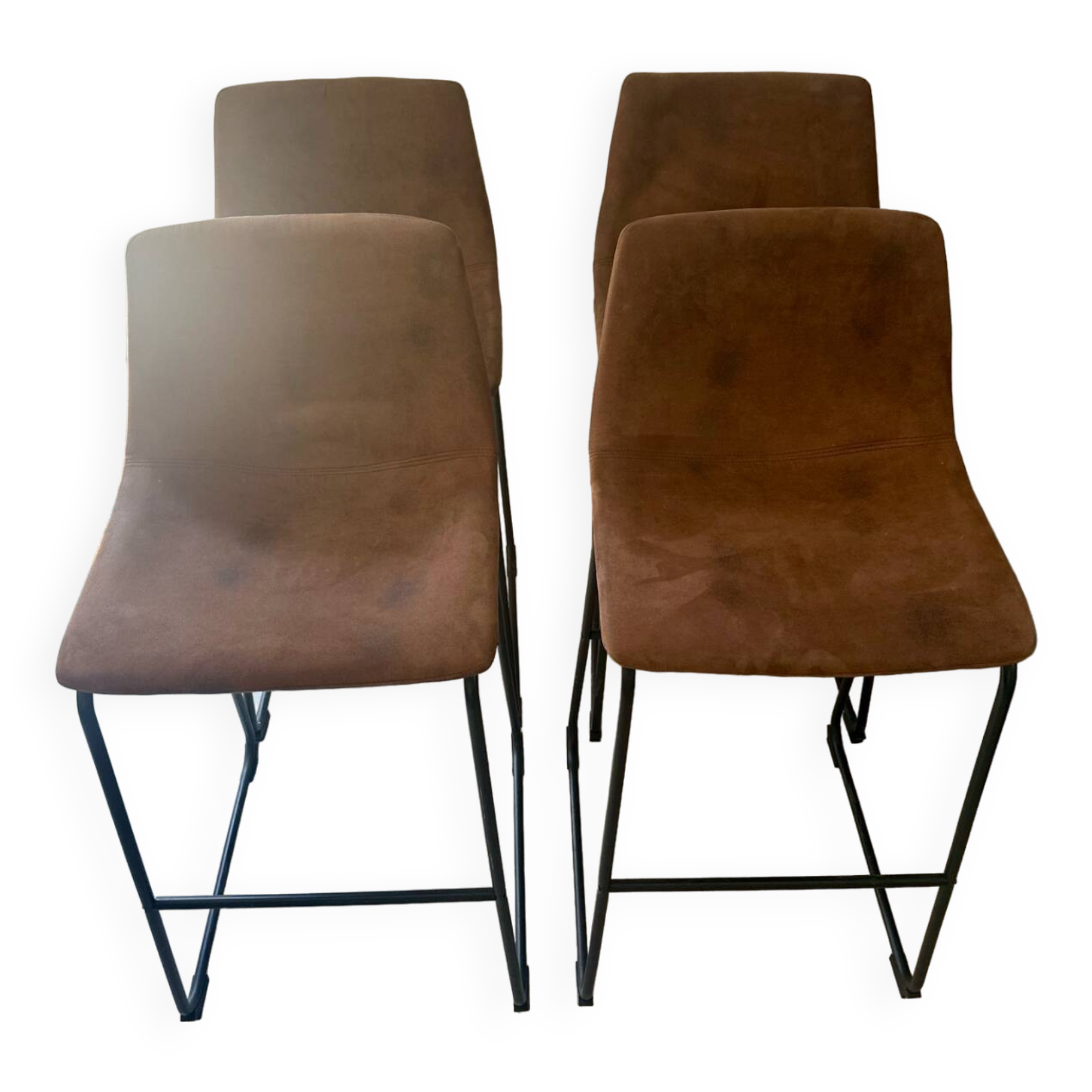 Bar stool in metal and aged leather