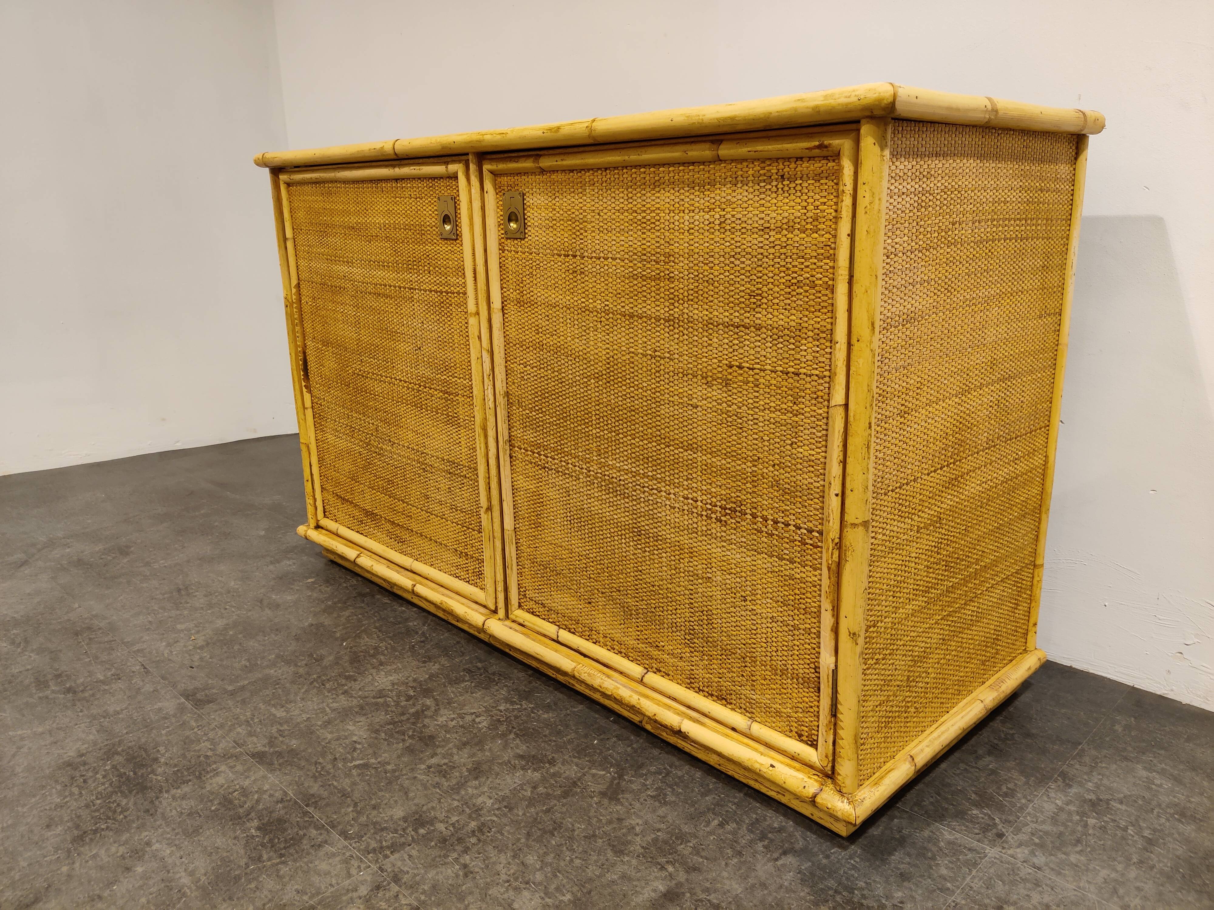 Wicker and bamboo cabinet by Dal Vera, 1960s