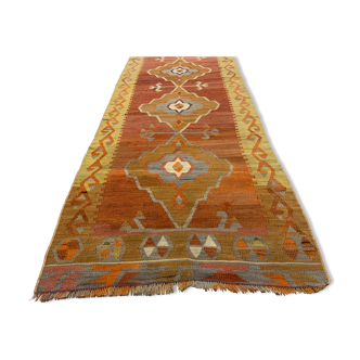 Old Turkish narrow Kilim Runner 307x75 cm, shabby chic, vintage decor kelim rug