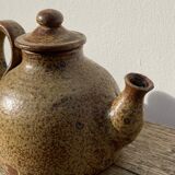 Breton stoneware teapot / vintage glazed ceramic pottery