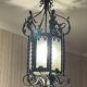 Vestibule lantern, hall, wrought iron entrance & cathedral glass, 80 cm pendant light