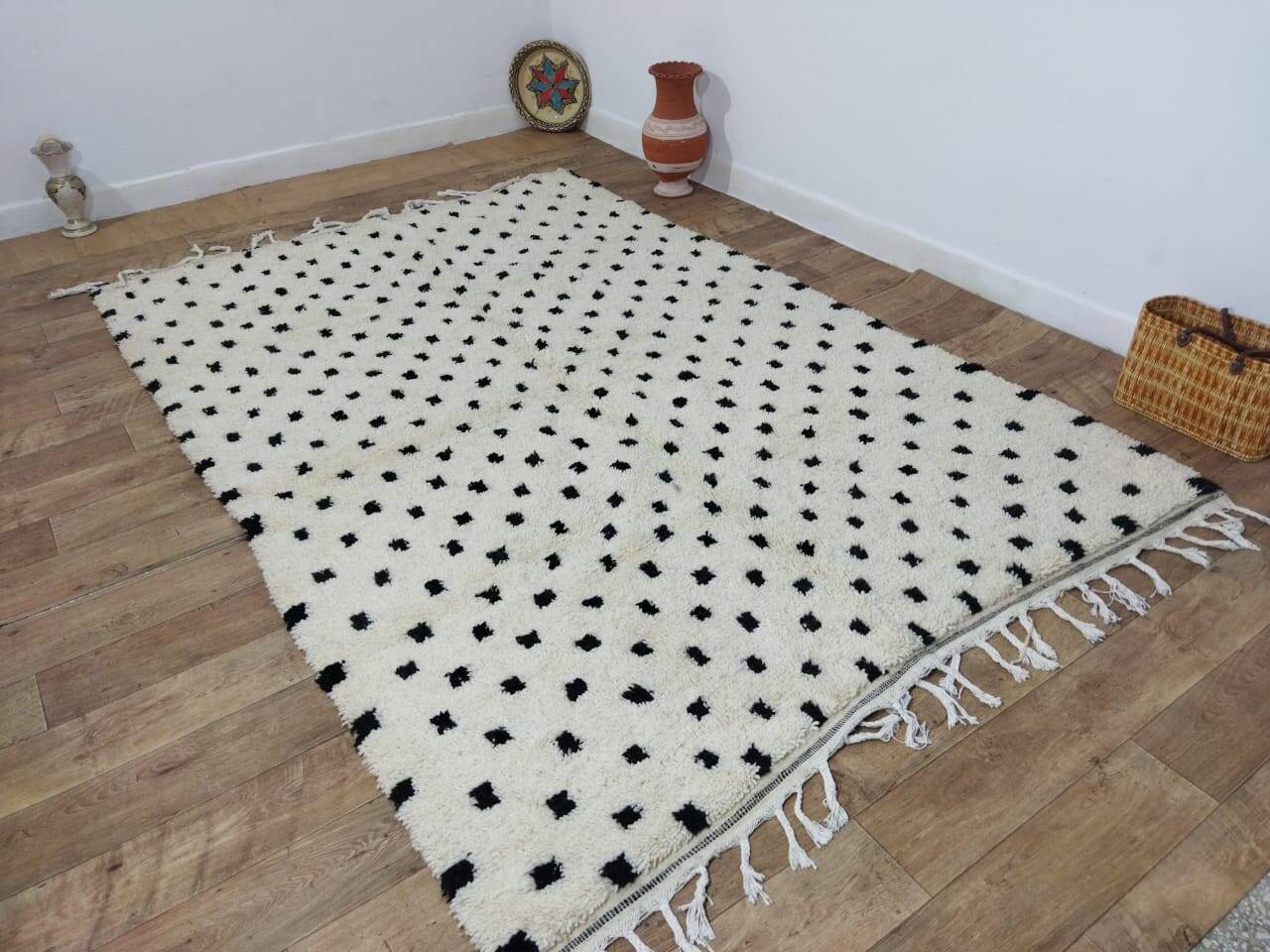 Handmade wool Berber rug 294x194 cm