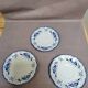 3 dessert plates / saucers Sarreguemines Lancaster blue decoration