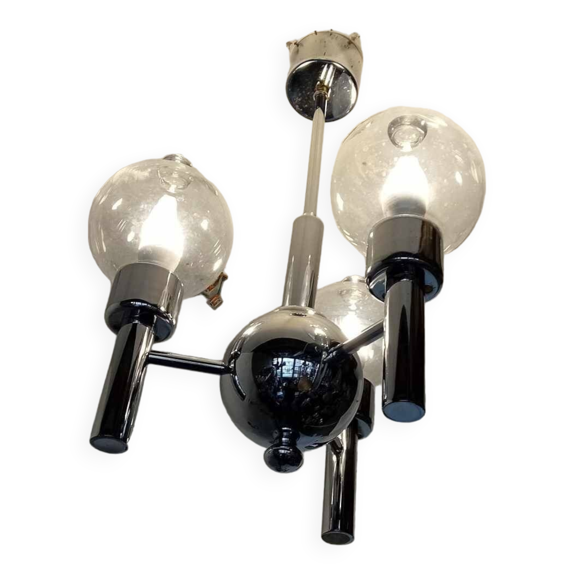 Chandelier with 3 branches space art 70's murano