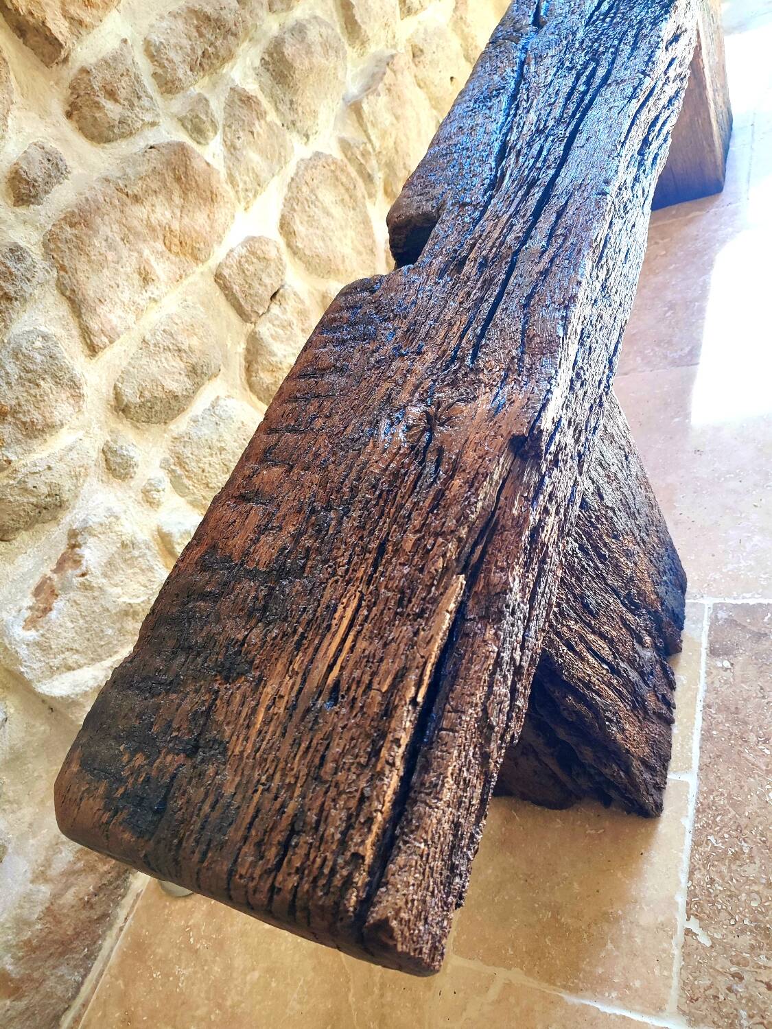 Century-old solid oak bench