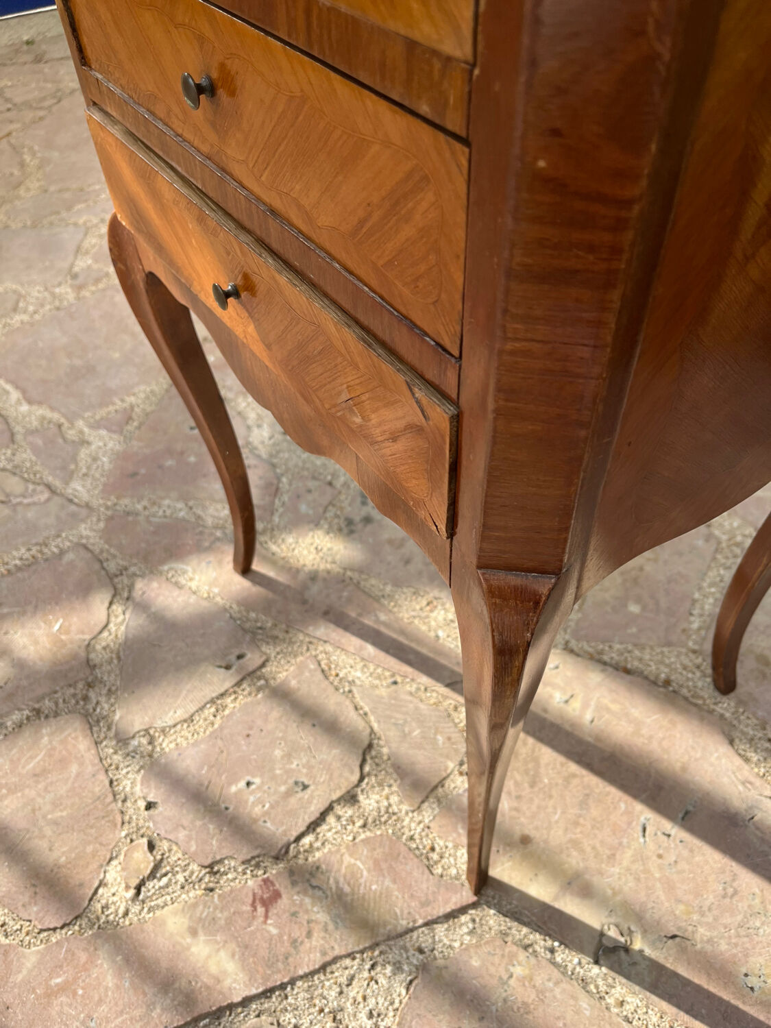Old wooden bedside table