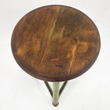 Vintage industrial steel & wood tripod stool, 1950's