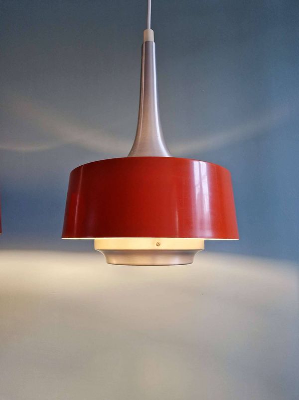 Paire de suspensions scandinaves en aluminium brossé, années 60