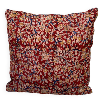 Housse de coussin blockprint indien en coton rouge bordeaux