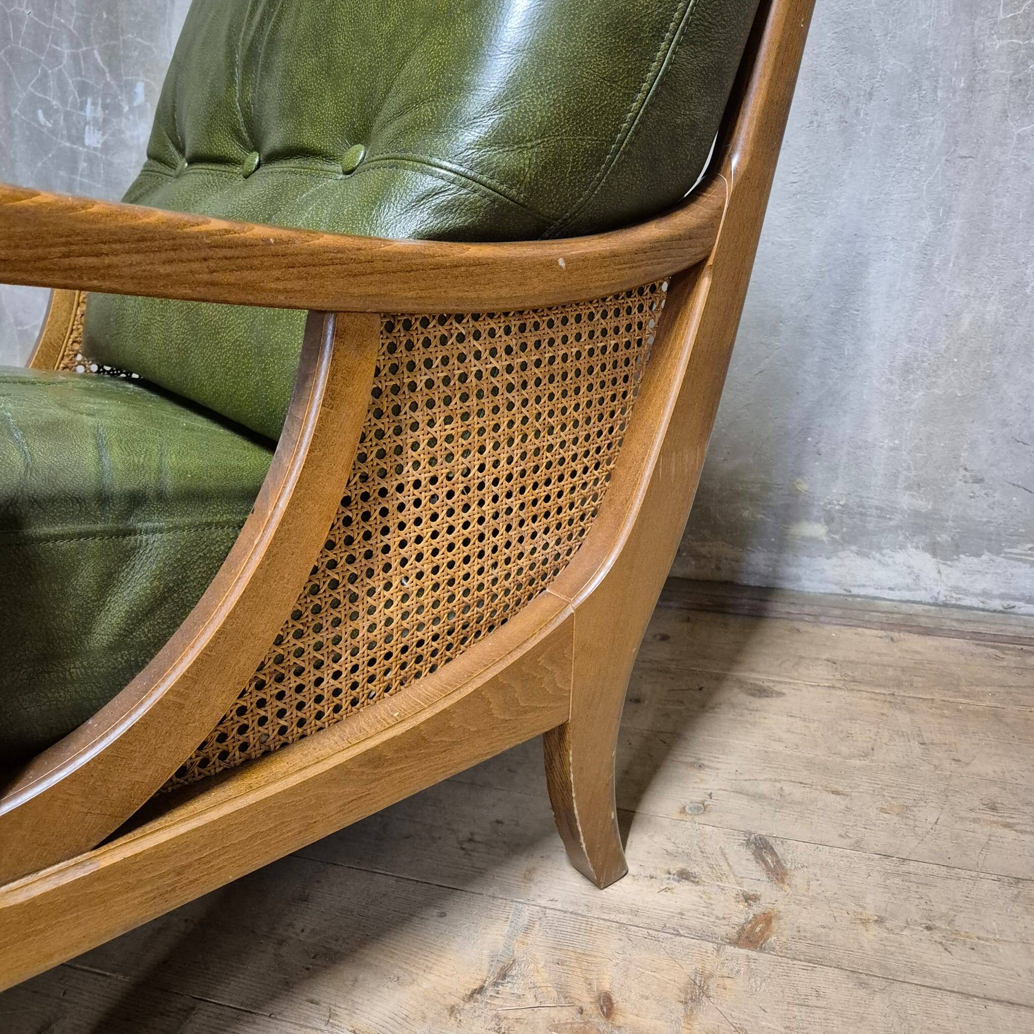 Mid-century lounge armchair, cane sides, 1960s