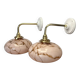 Pair of wall sconces in marbled opaline.