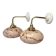 Pair of wall sconces in marbled opaline.
