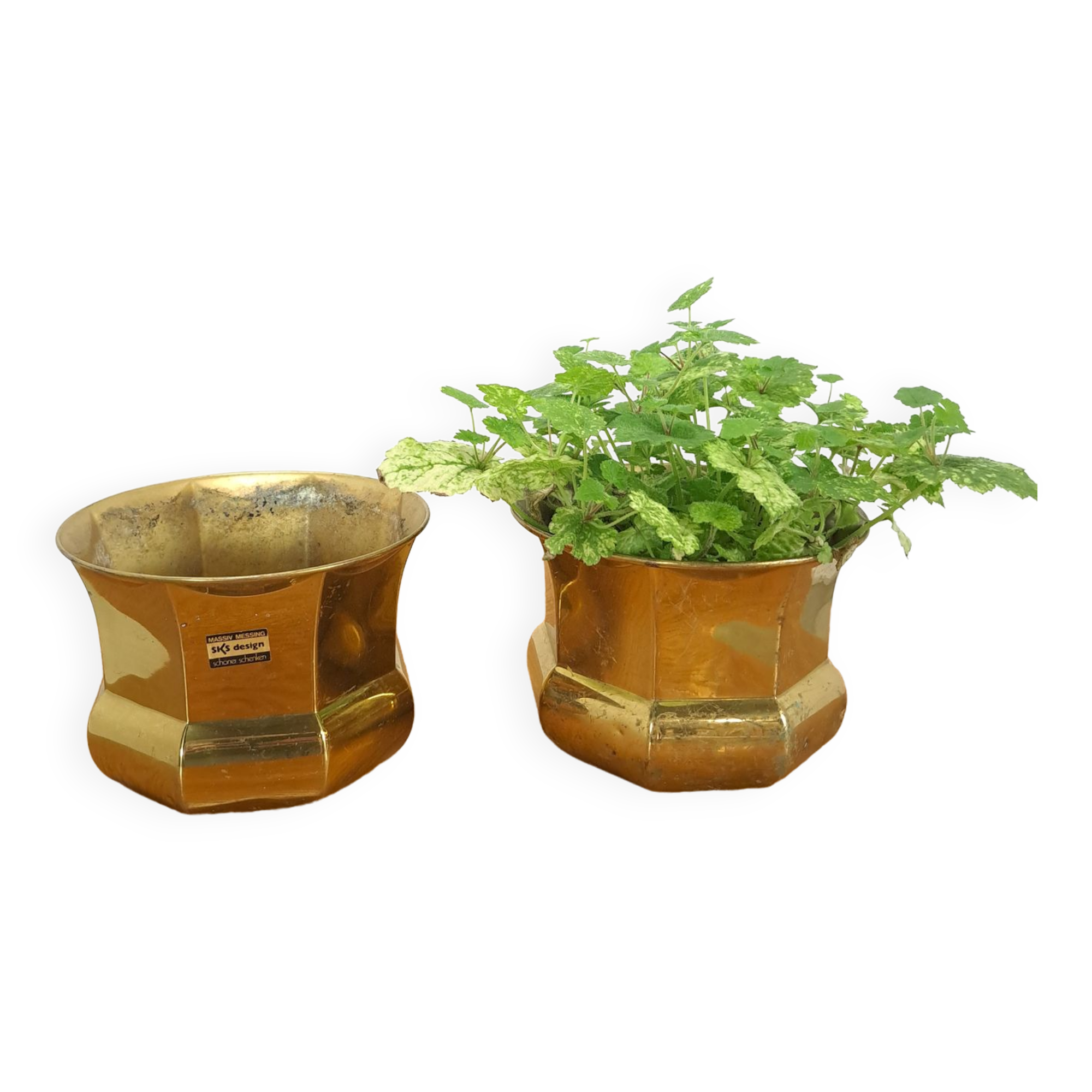 Brass set flower pots, pots