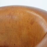 Set of 2 sheepskin leather club chairs