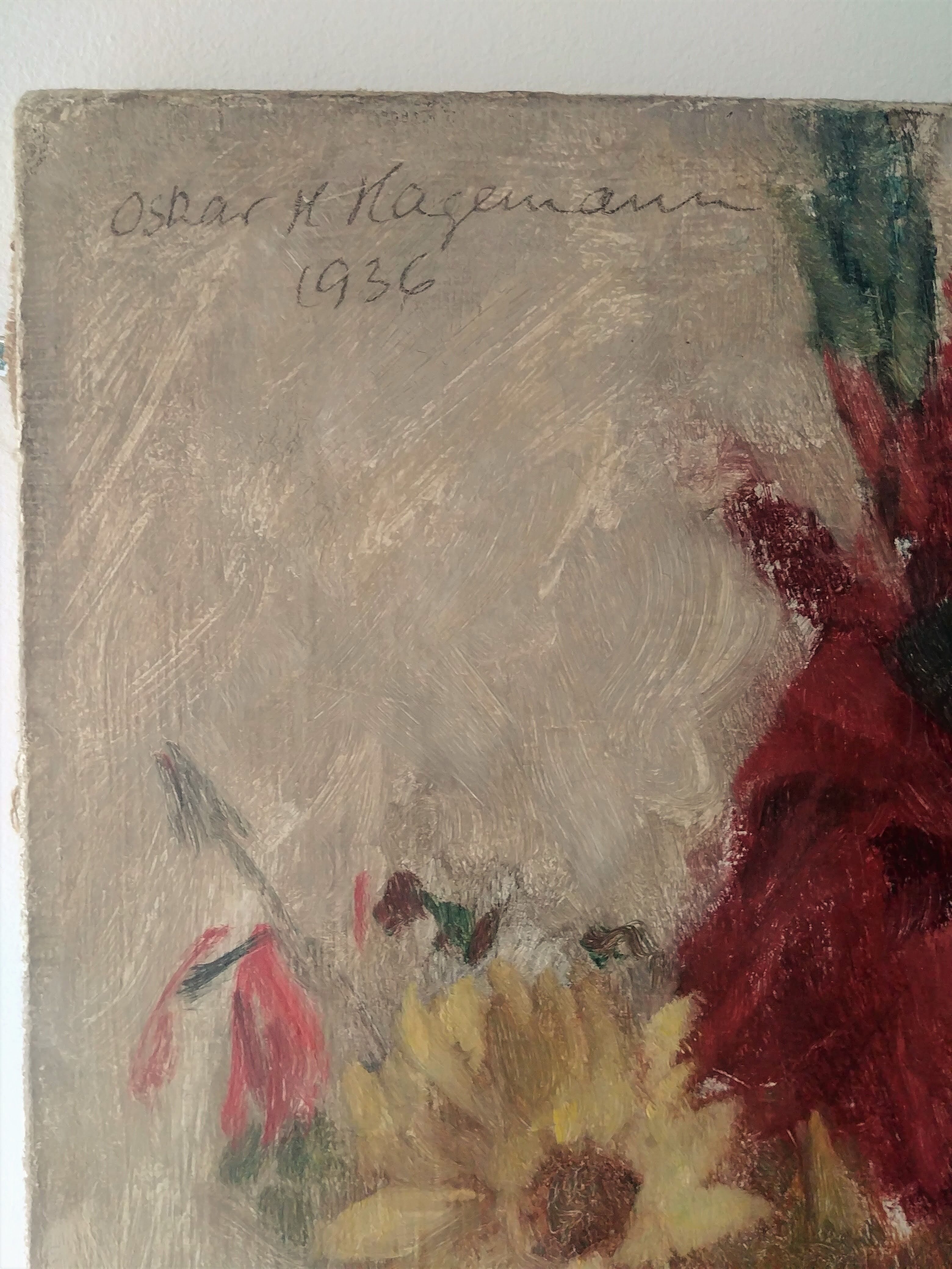 Old painting bouquet of flowers