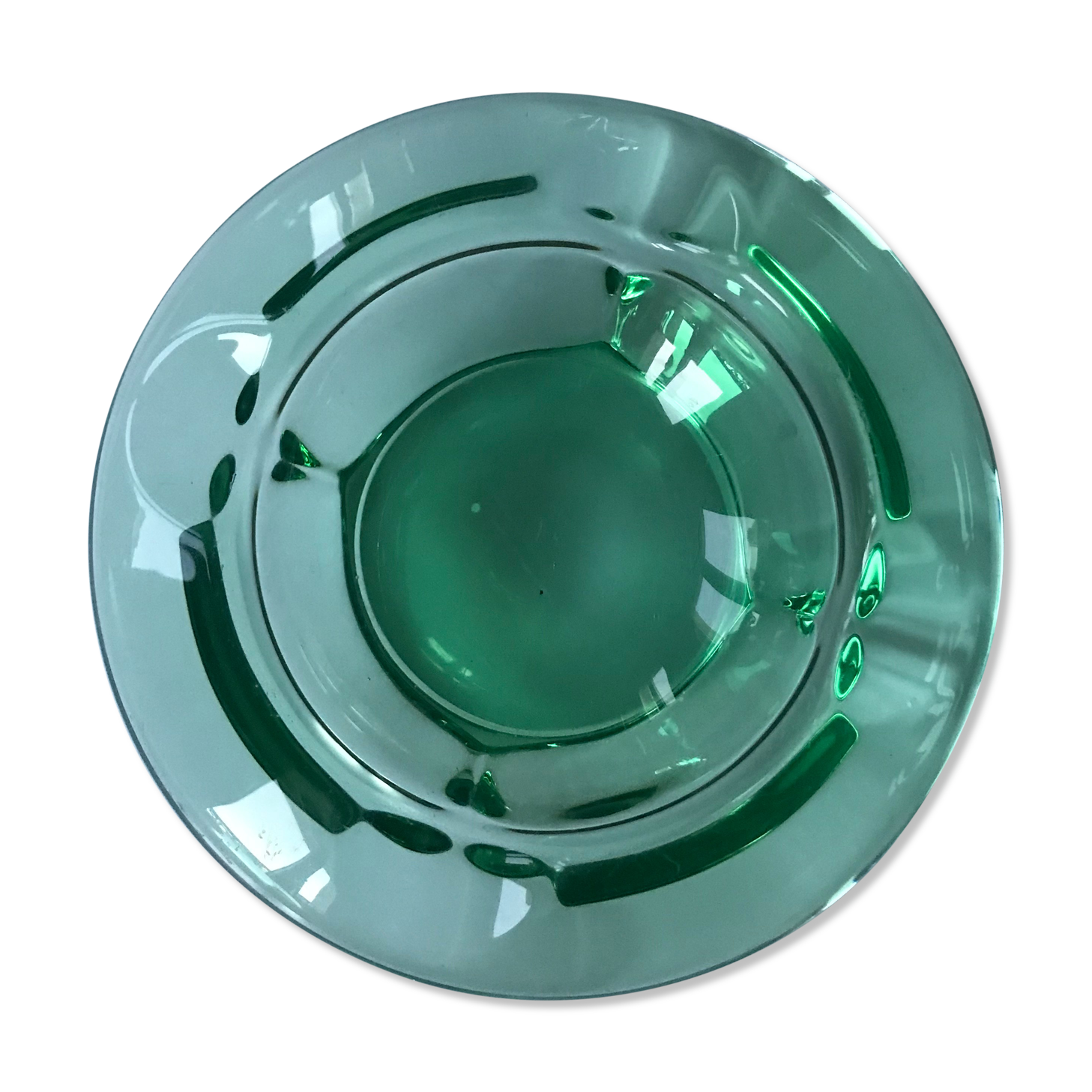 Cendrier en verre vert