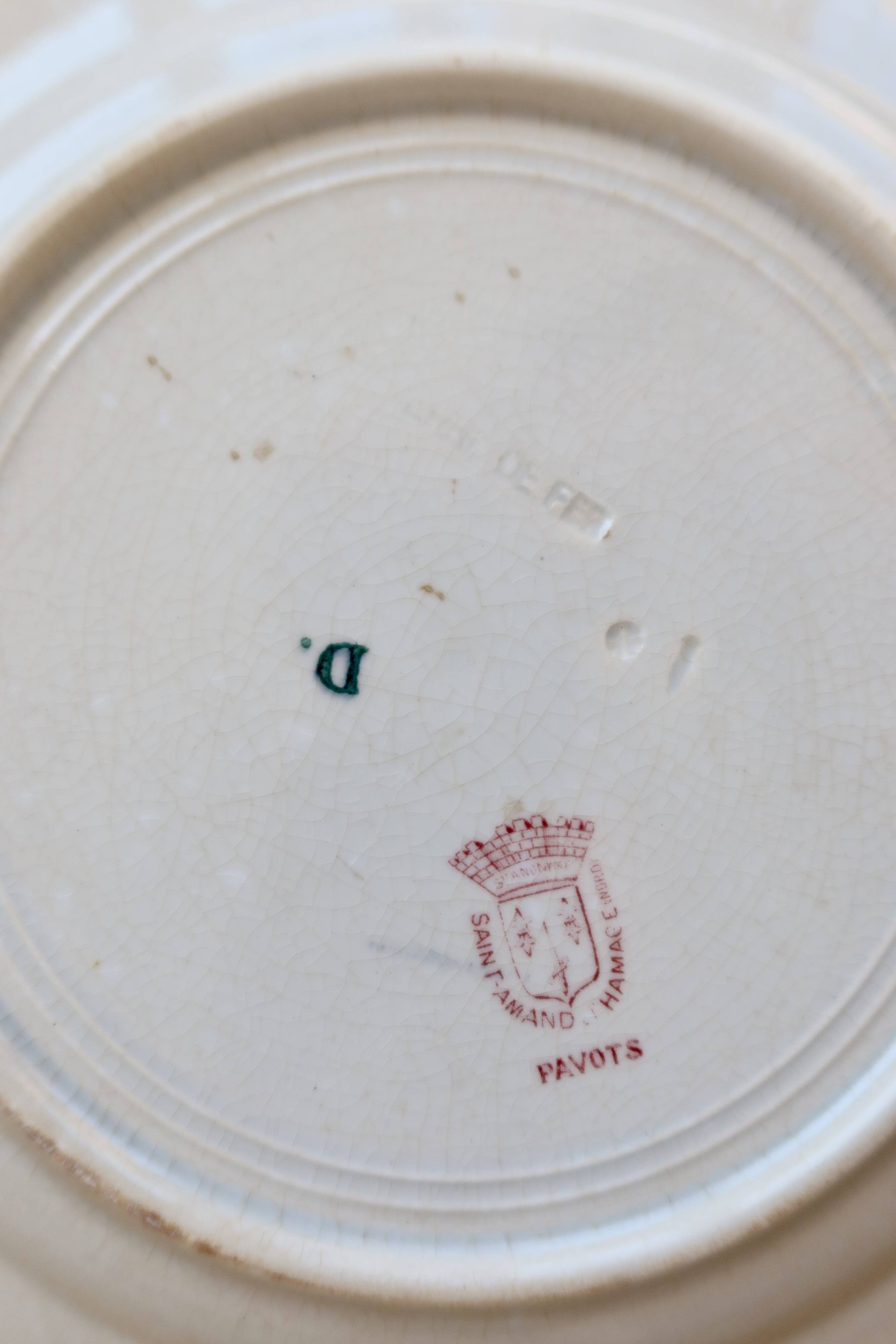 Polychrome ironstone plate from Saint-Amand and Hamage, Poppies model.