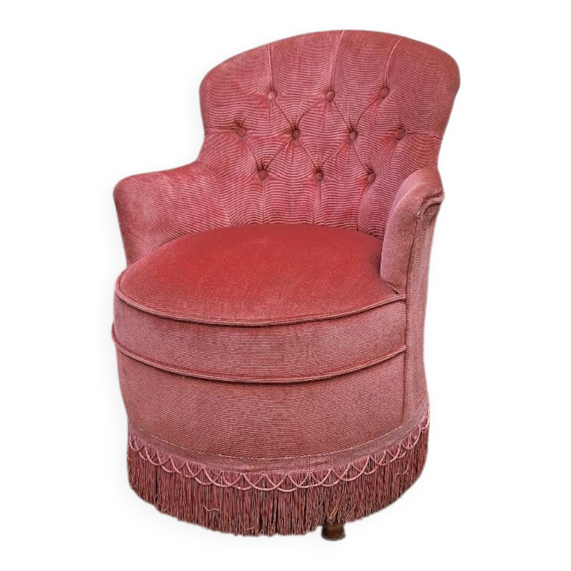 Velvet toadstool armchair, old rose