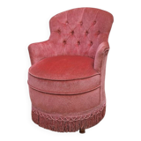 Fauteuil crapaud velours vieux rose