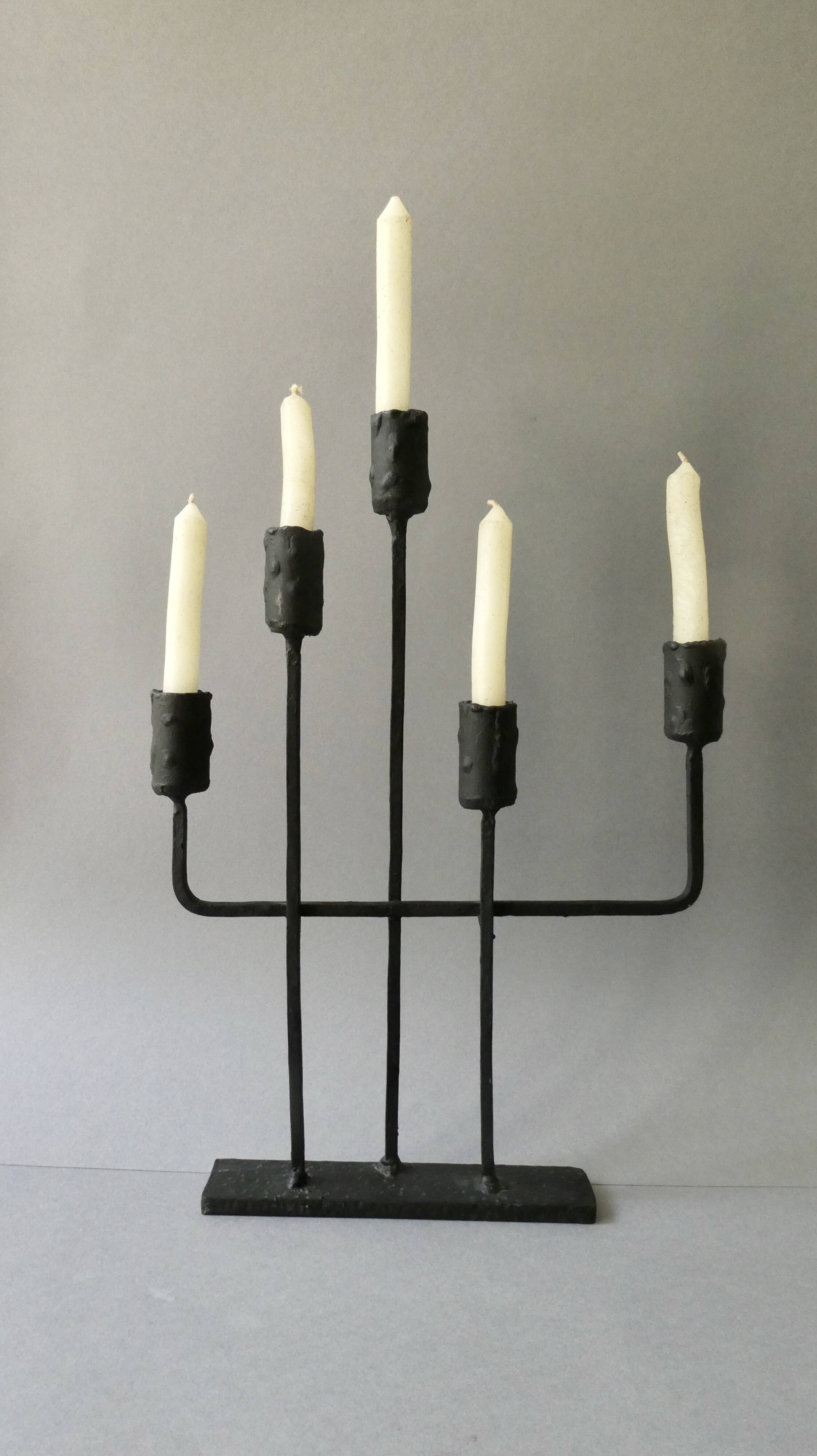 Asymmetrical wrought iron candlestick, 5 candle holders