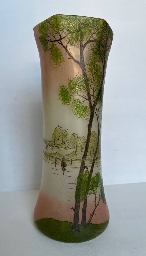 Vase en verre dépoli peint Legras