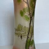 Legras painted frosted glass vase