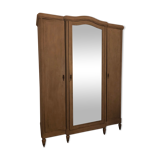 Large wardrobe with large painted and patinated beveled mirror