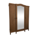 Large wardrobe with large painted and patinated beveled mirror