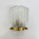 Vintage Hillebrand wall lamp ice glass with brass, 1970s Germany