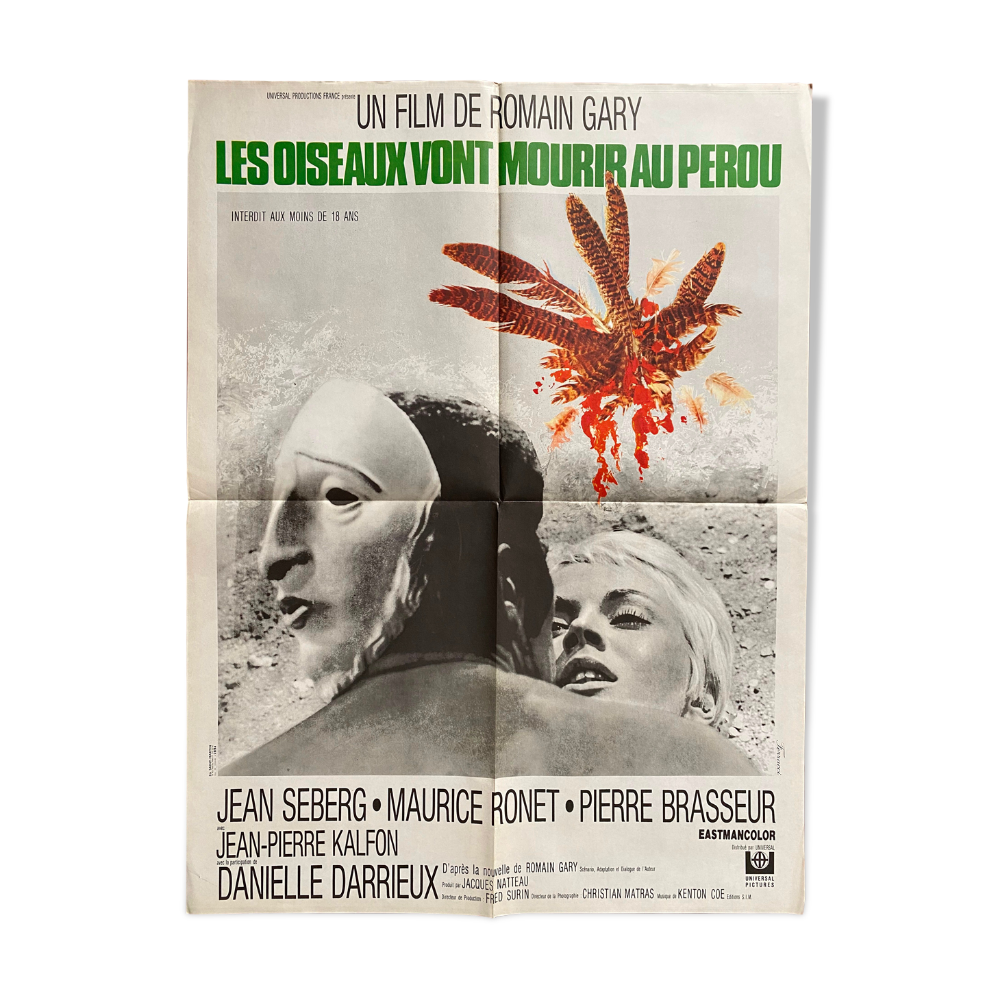 Original cinema poster "birds will die in peru" jean seberg 60x80cm 1968