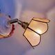 Vintage mother-of-pearl and brass wall lamp with lampshade