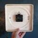 Vintage ceramic clock silent wall clock square "Peter red brown"