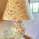 Vintage XXL lamp with pink flowers – Ceramic vase & matching lampshade