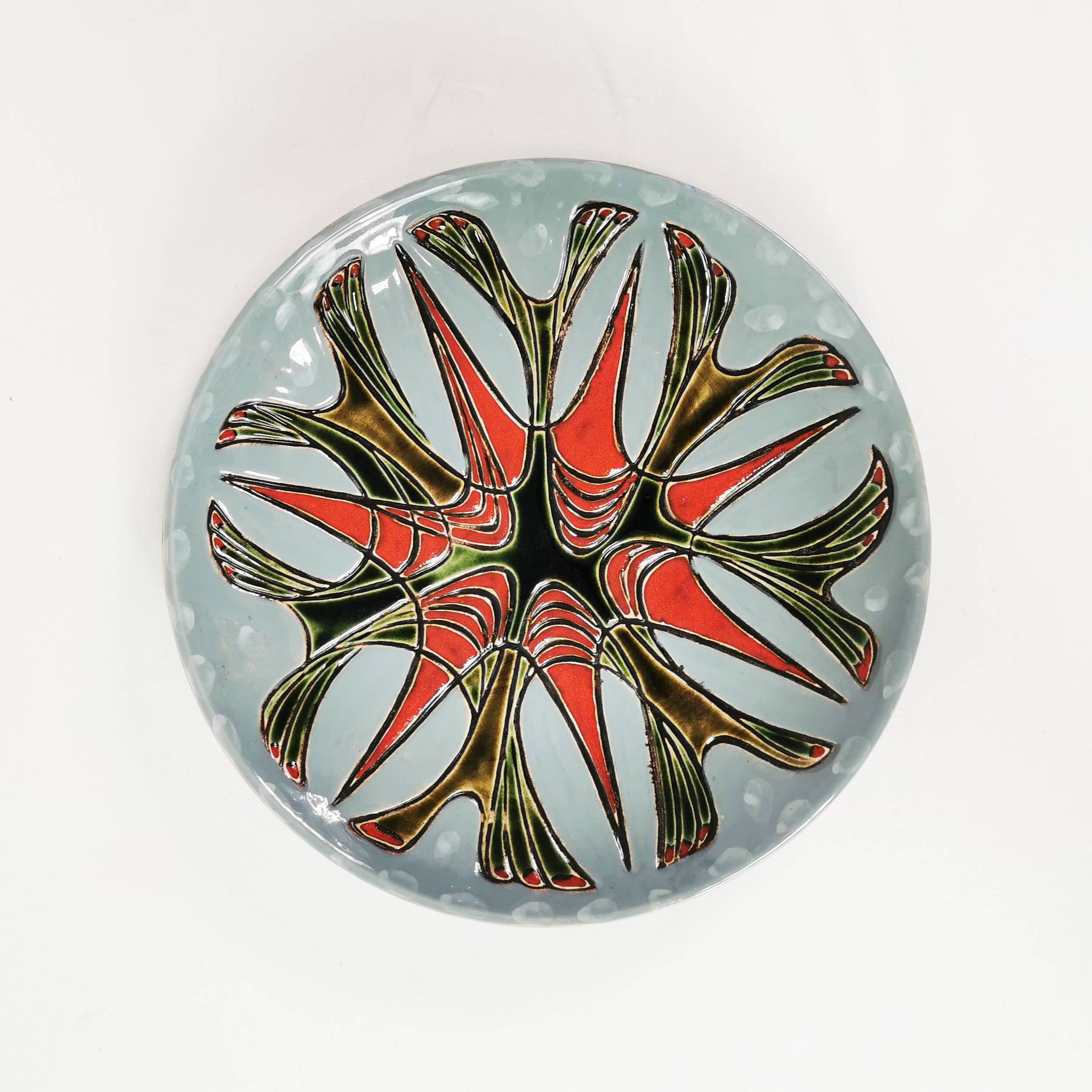 Decorative ceramic wall plate, Kravsko, Czechoslovakia, 1960s