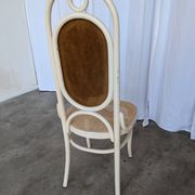 Vintage Thonet Bentwood Dining Chair: Cane Seat, Yellow Fabric Back
